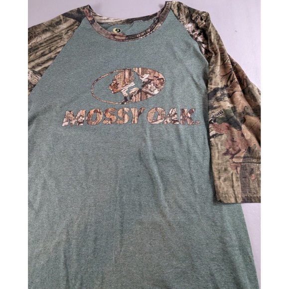 Mossy Oak Shirt Men's Sz XL Camo & Gray Graphic 3/4 Sleeve Cotton Blend‎ Hunting - Picture 2 of 4